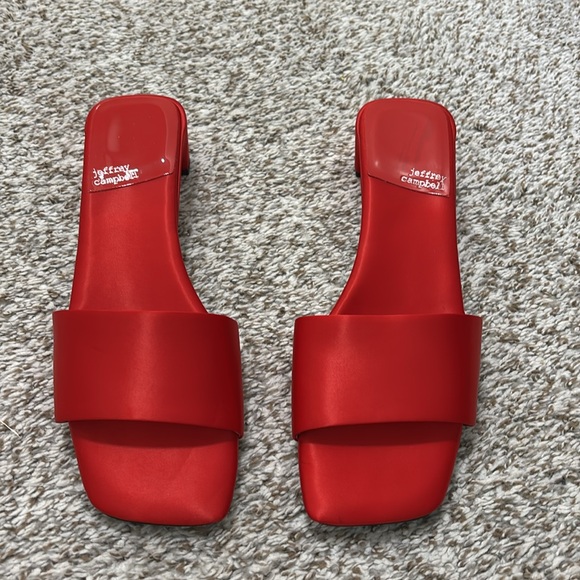 Jeffrey Campbell Red Satin slip on kitten mule 10 - Picture 4 of 10